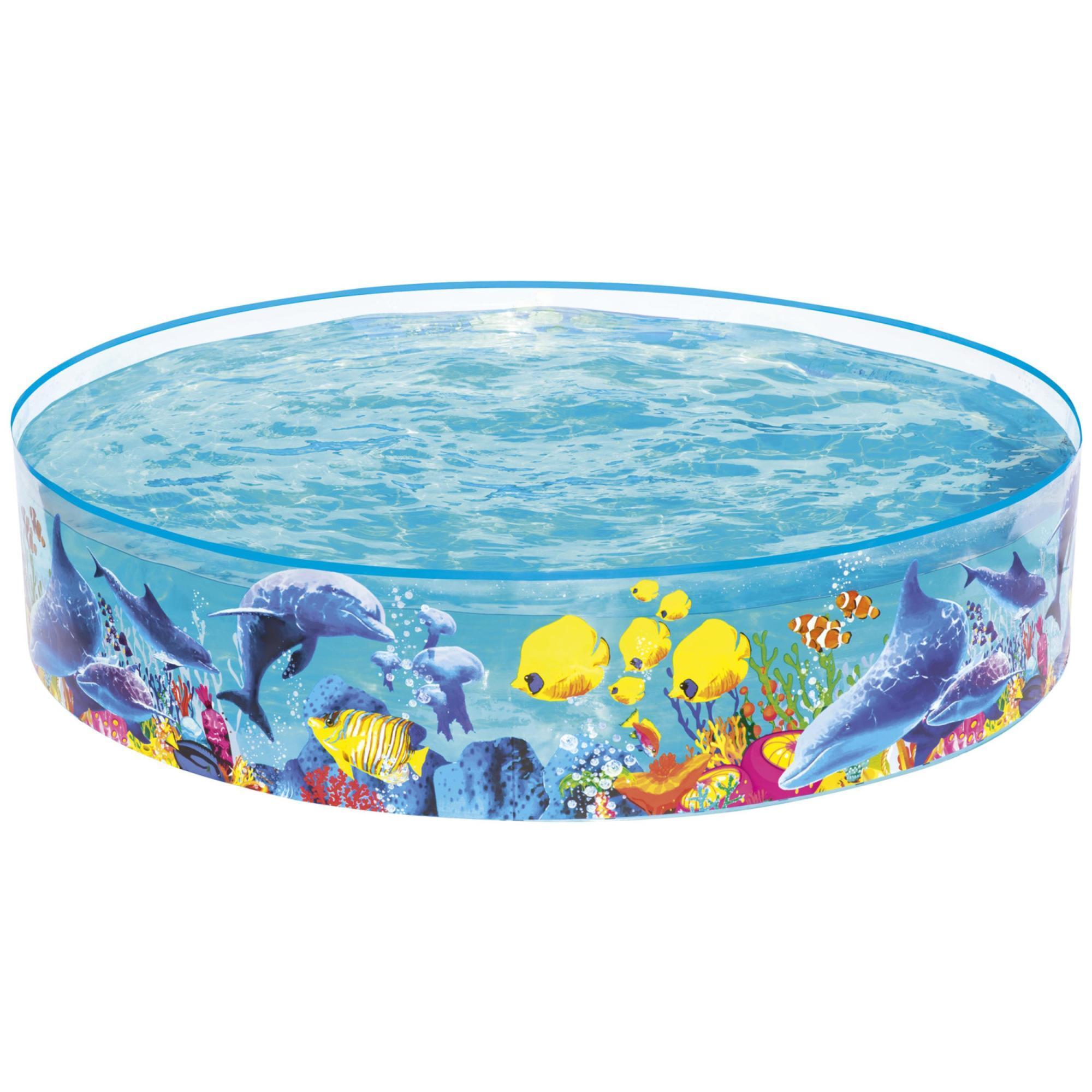 Bestway Odyssey Fill n Fun Play Pool, Round Kiddie Splash Pool, Underwater Fish Sea Theme, 72 x 15 inch